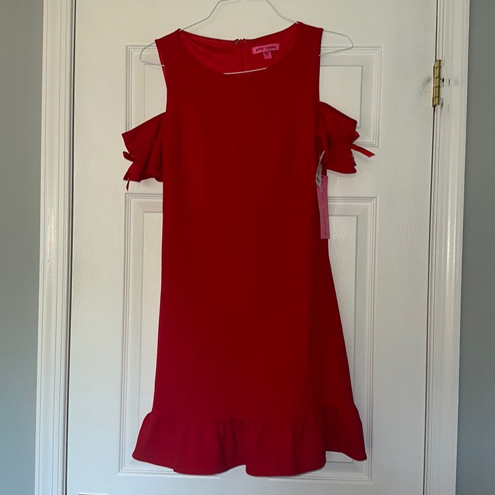 Betsey Johnson Red Cold Shoulder Mini Dress